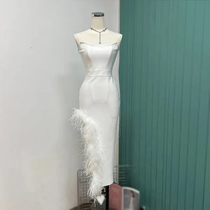 Feather Split Bandage Dress