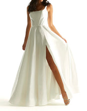 Load image into Gallery viewer, Square Collar A-line Side Slit Gown