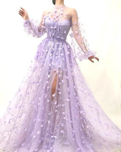 Charger l'image dans la galerie, Lace Flower Lilac Tie-Up Gown