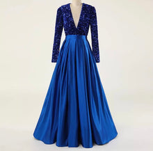 Load image into Gallery viewer, Deep V Neck Long Sequin Dress
