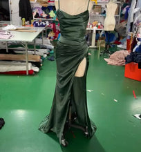 Load image into Gallery viewer, Satin Sweep Trail Evening Gown