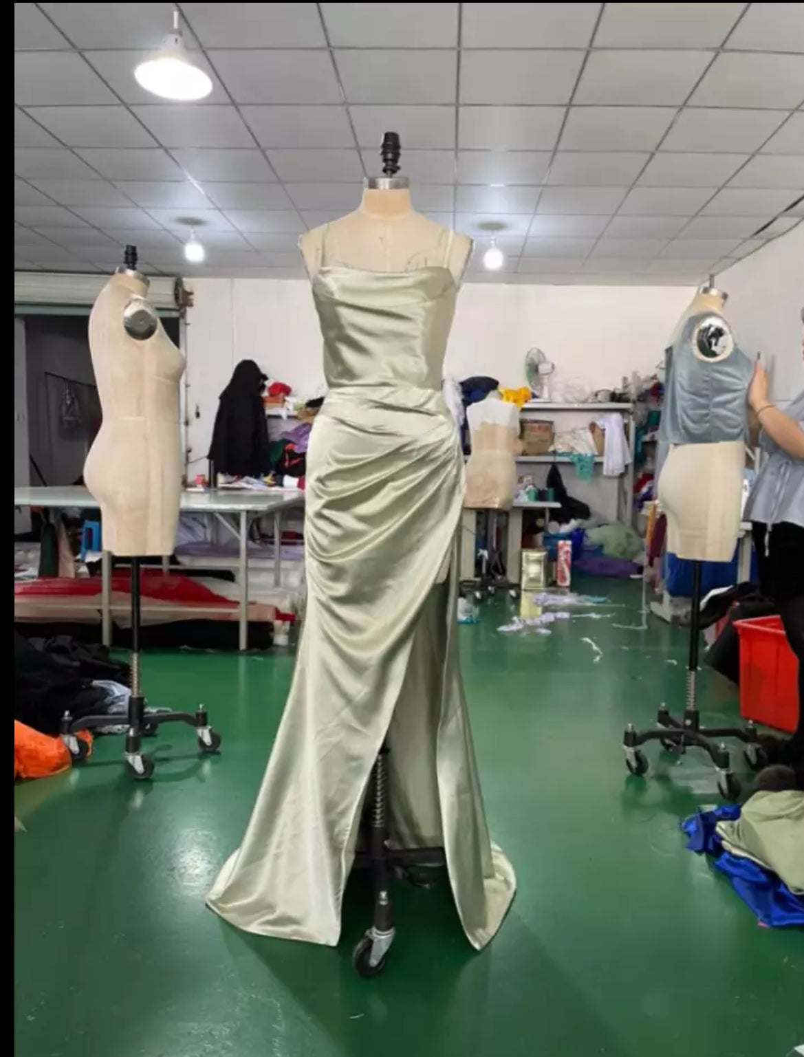 Satin Sweep Trail Evening Gown