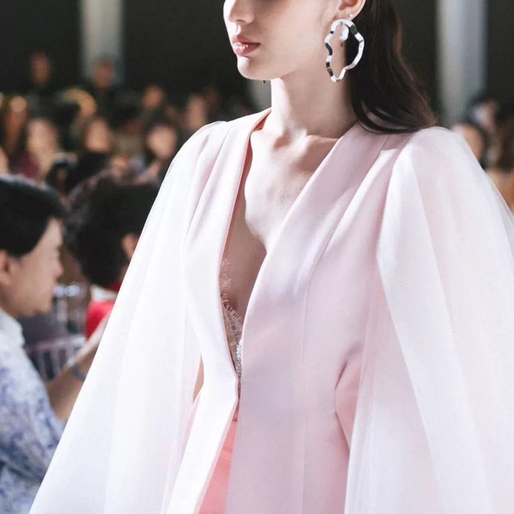 Spring Pink Evening Runway Suit Set
