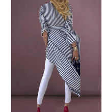 Load image into Gallery viewer, Striped Front Dip Hem Long Top