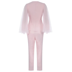Spring Pink Evening Runway Suit Set