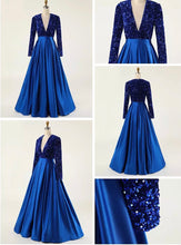 Load image into Gallery viewer, Deep V Neck Long Sequin Dress