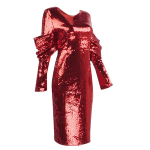 Red Sequin Evening Dress