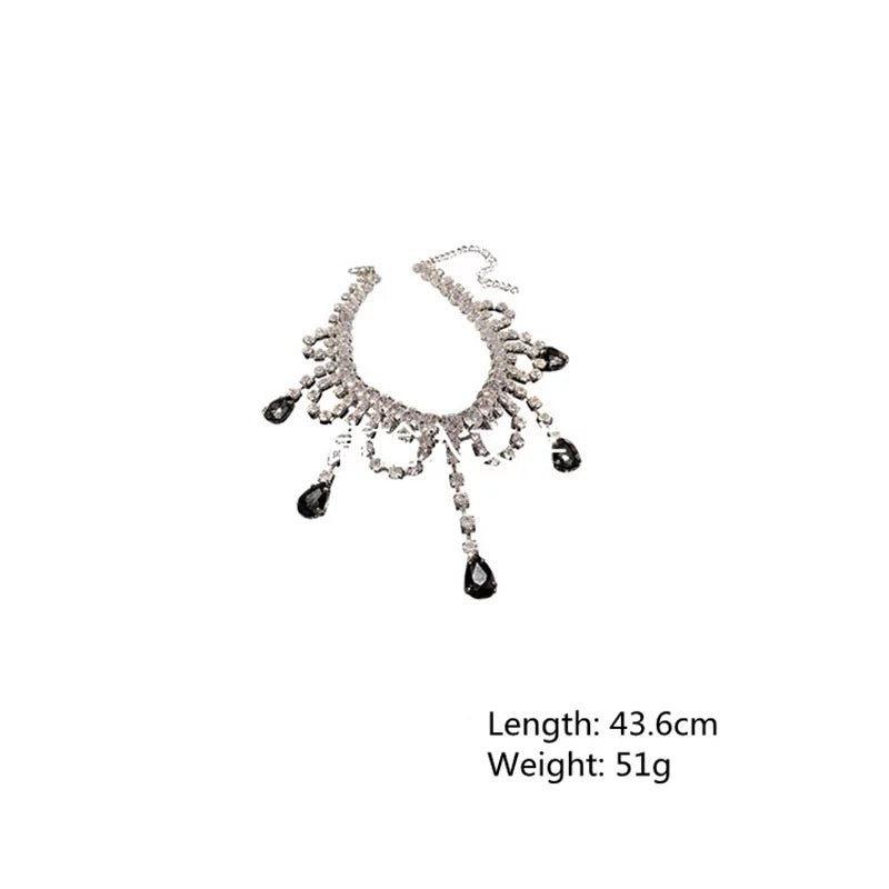 Black Water Drop Crystal Necklace