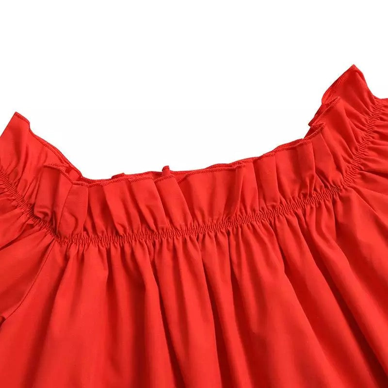 Off Shoulder Pleated Irregular SunDress