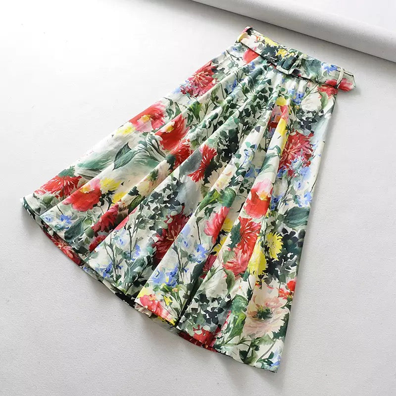 Vintage Floral Midi Skirt