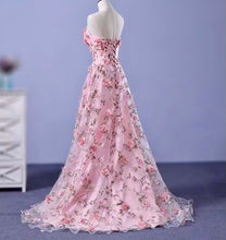 Load image into Gallery viewer, Appliqués Flower Lace Up Prom Dress