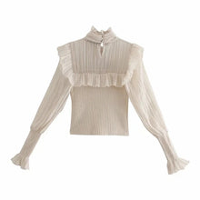 Load image into Gallery viewer, Ruffles Knitting Bow Tied Top