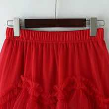 Load image into Gallery viewer, Mesh Ruffle Tulle Midi Skirt
