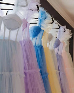 Sheer Fairy Tulle Ruffles Dress