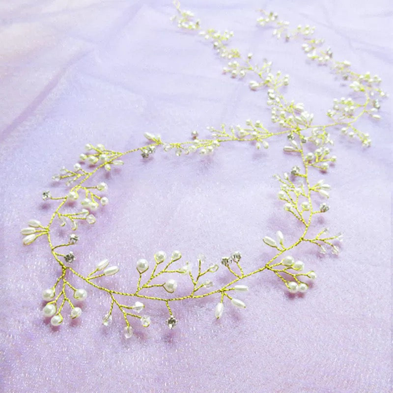 Bridal Crystal Pearl Hair Belt