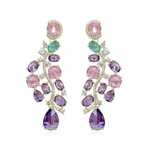 Load image into Gallery viewer, Purple Crystal Grapes Drop Earings