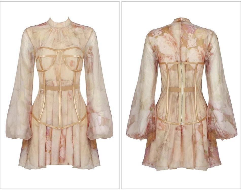Mesh Lace Corset Two Pieces Dress