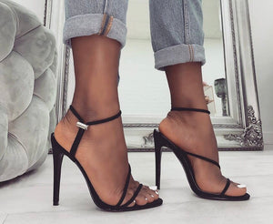 Cross-Tied Ankle Strap Sandals