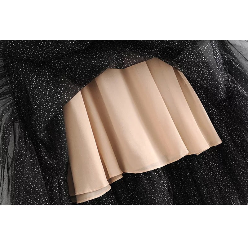 Pleated Mesh with Tulle Dress