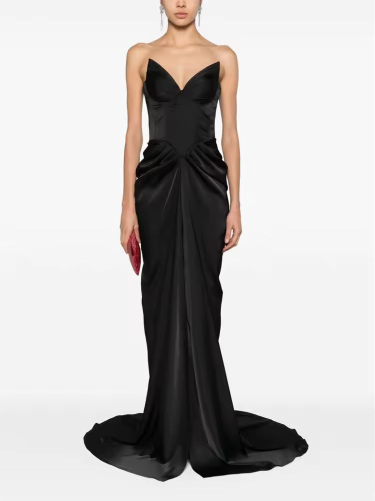 Mermaid Satin Lace Up Evening Gown