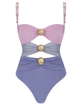 Load image into Gallery viewer, Color Block Cutout Swimsuit