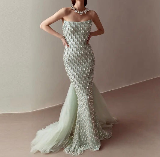 Pearls Mermaid Dress with Cape