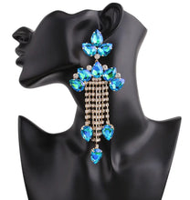 Carica l&#39;immagine nel visualizzatore di Gallery, Large Tassel Rhinestone Earrings