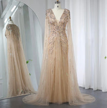 Cargar imagen en el visor de la galería, Luxury Cape Crystal Formal Gown
