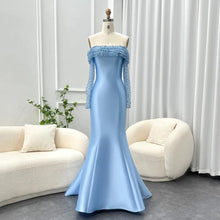 Cargar imagen en el visor de la galería, Sky Blue Sequinned OffShoulder Dress