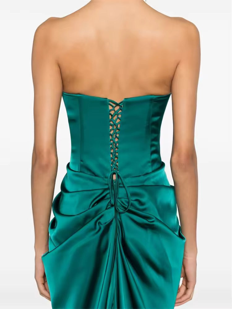 Mermaid Satin Lace Up Evening Gown