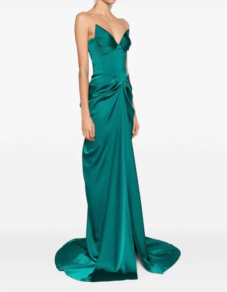 Mermaid Satin Lace Up Evening Gown
