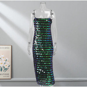 Sequins Spaghetti Strap Sling Cocktail Dress