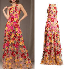 Carregar imagem no visualizador da galeria, Halter Colourful Embroidery Dresses