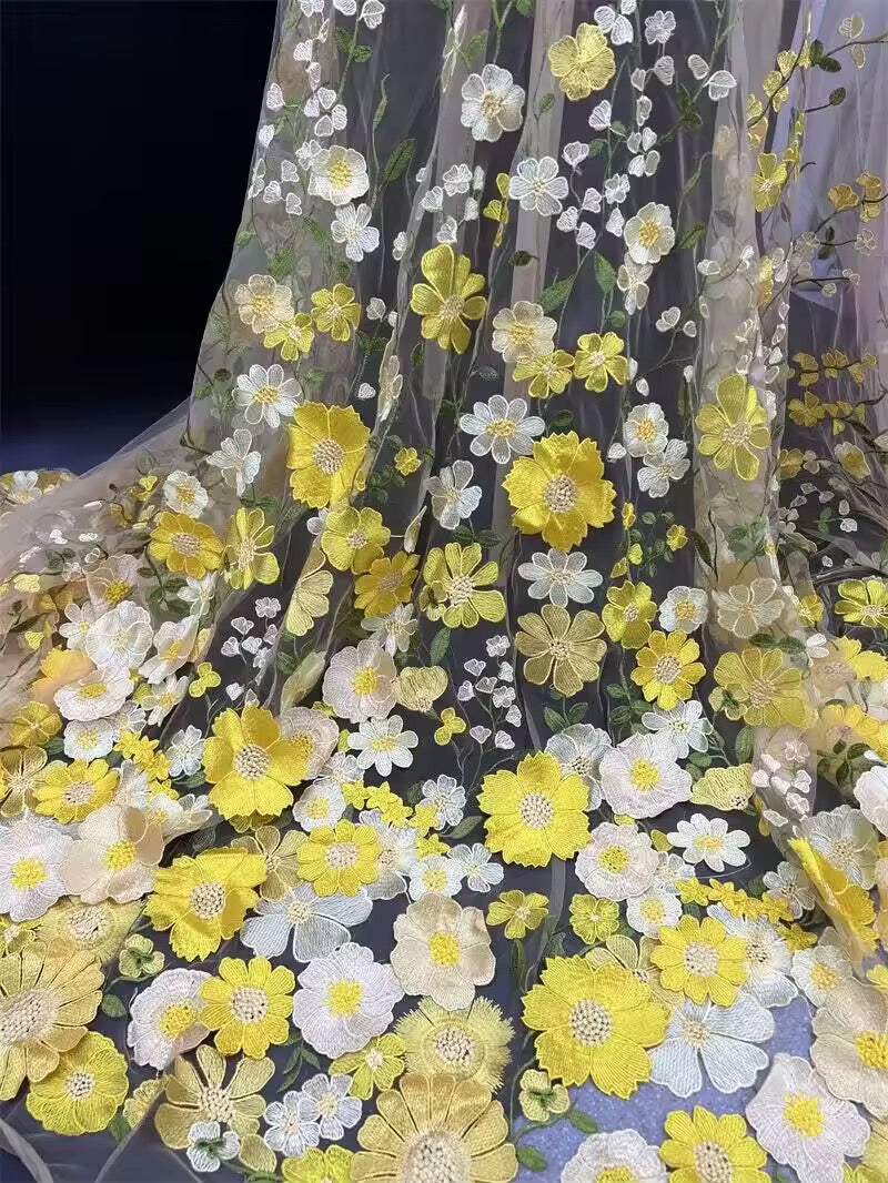 3D Flower Embroidery Fabric