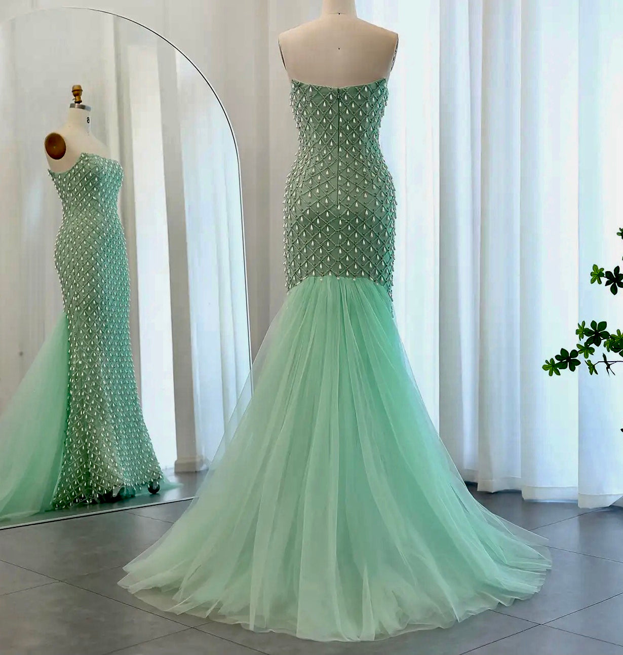 Pearls Mermaid Dress with Cape