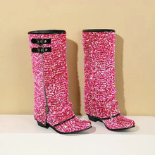 Load image into Gallery viewer, Sequins Zipper Cowboy Boots