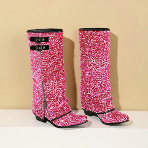 Sequins Zipper Cowboy Boots