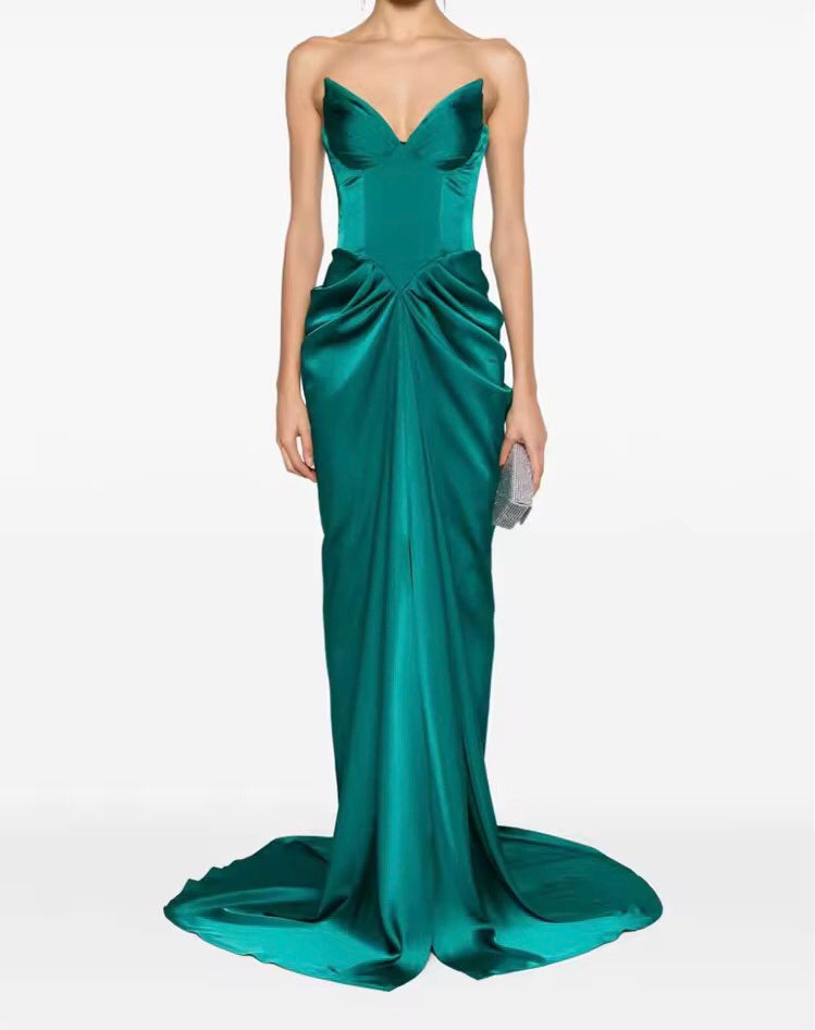 Mermaid Satin Lace Up Evening Gown