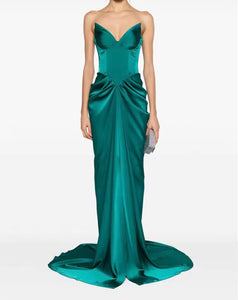 Mermaid Satin Lace Up Evening Gown