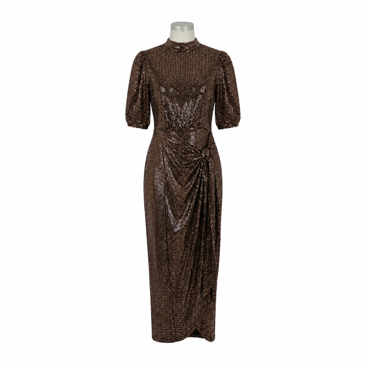 Bronze Gold Shimmer Knot wrap dress
