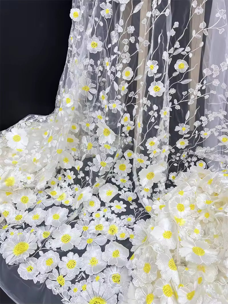 3D Flower Embroidery Fabric