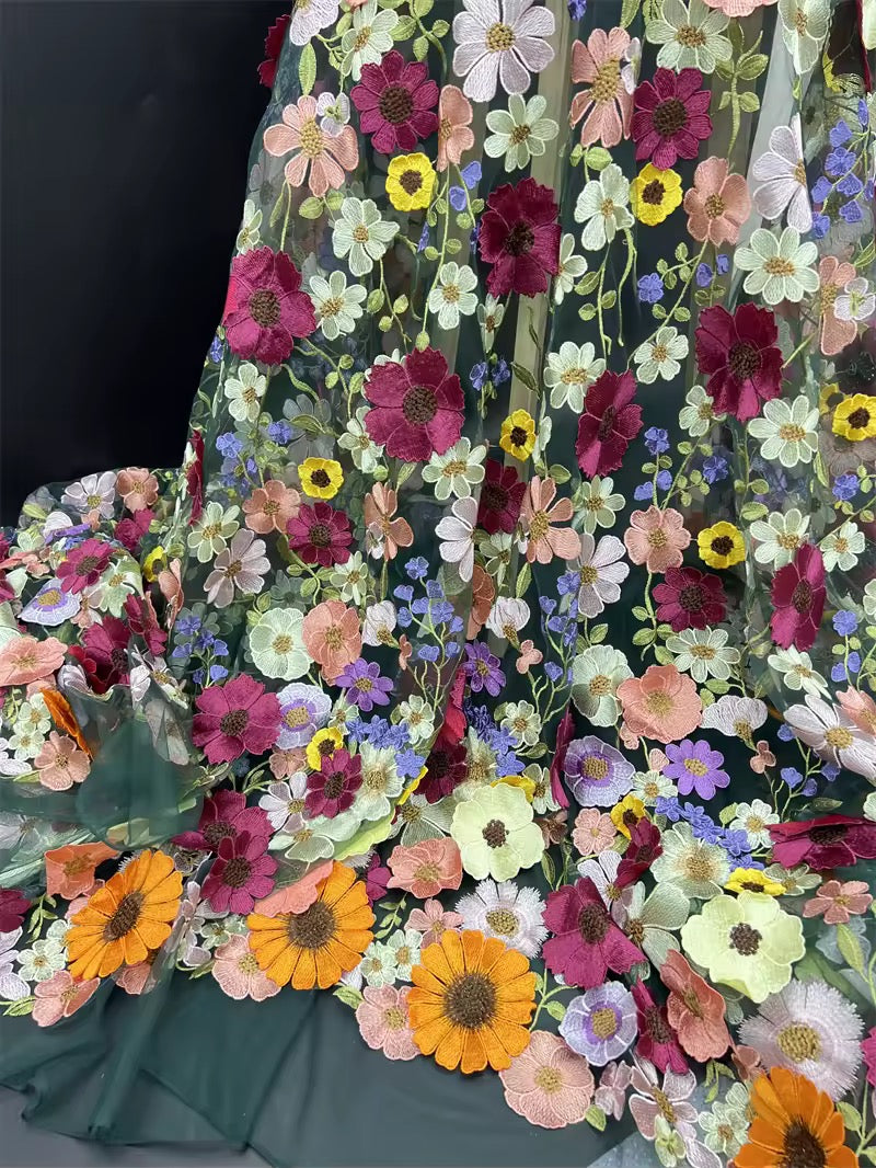 3D Flower Embroidery Fabric