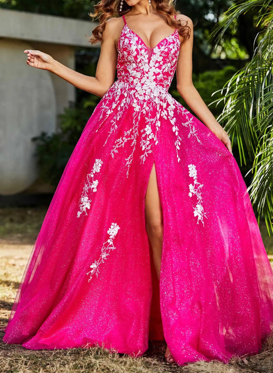Sparkly Tulle Appliques Prom Dress