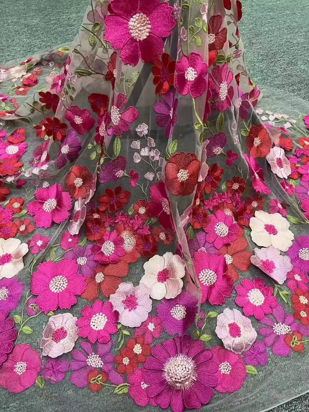 3D Flower Embroidery Fabric