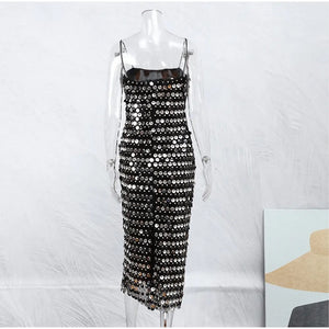 Sequins Spaghetti Strap Sling Cocktail Dress