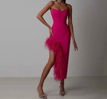 Load image into Gallery viewer, Feather Split Bandage Dress