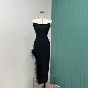 Feather Split Bandage Dress