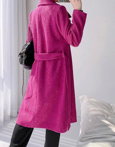 Pink Tweed Long Coat