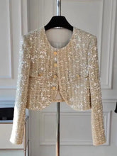 Charger l&#39;image dans la galerie, Sequined Tweed Short Jacket