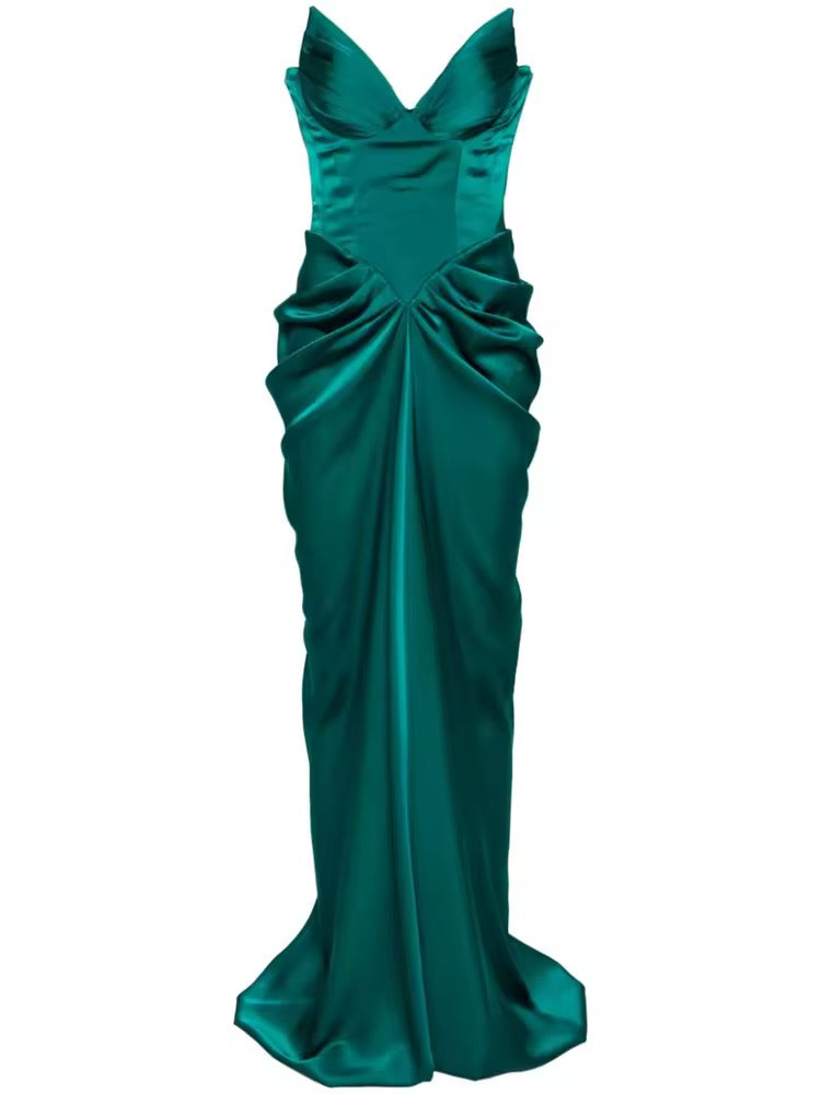 Mermaid Satin Lace Up Evening Gown